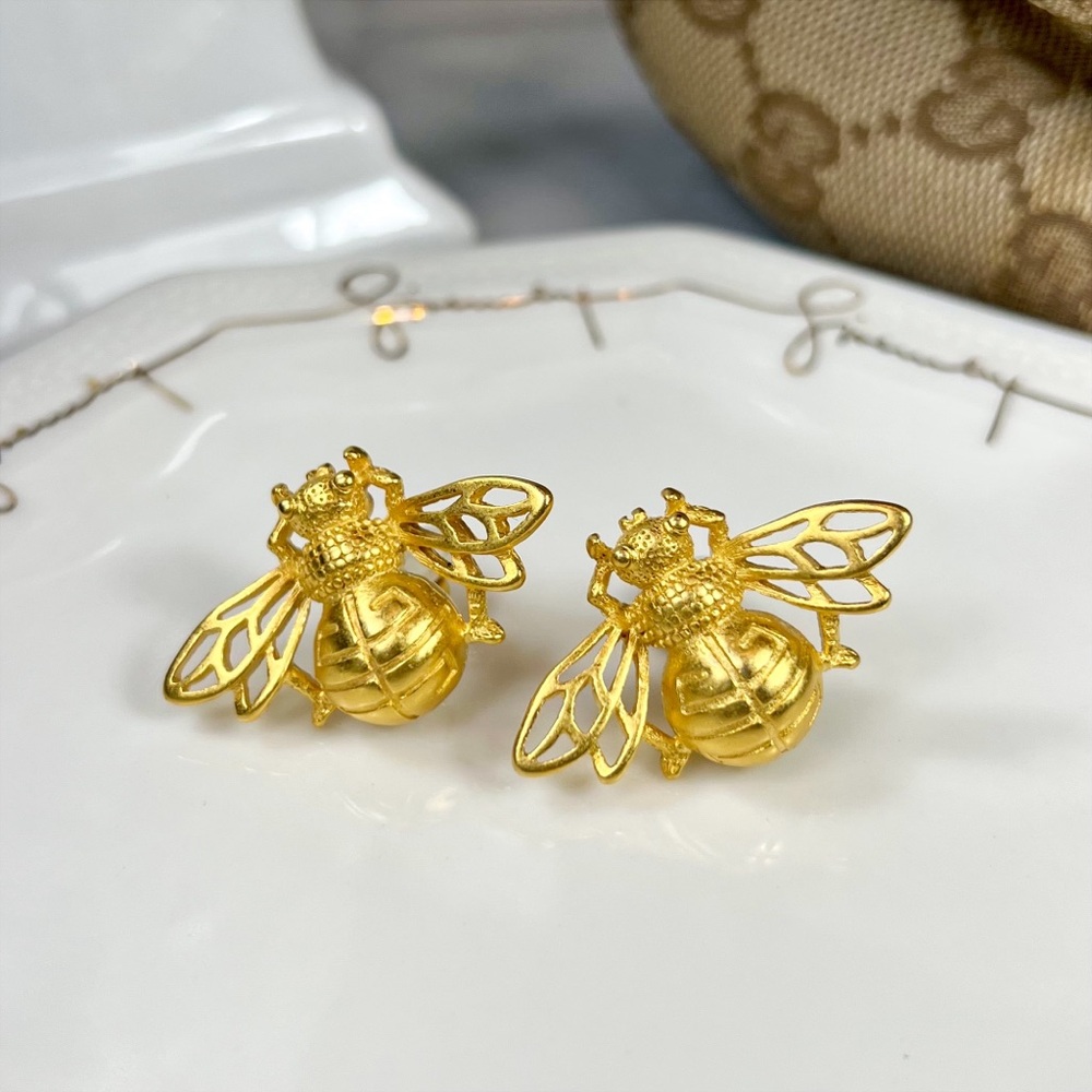 Givenchy Gold Plated Bee Insect Clip-On Earrings